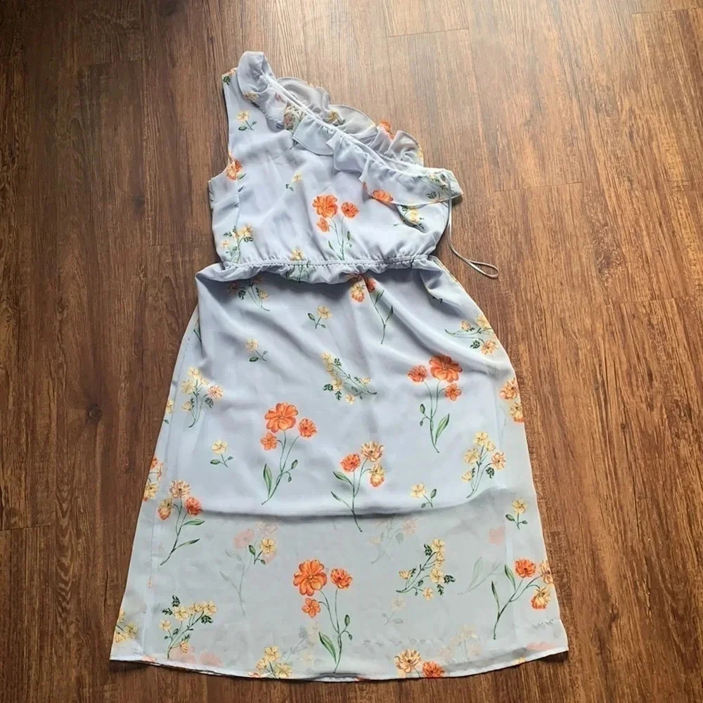 Who What Wear Floral Dress One Shoulder Medium